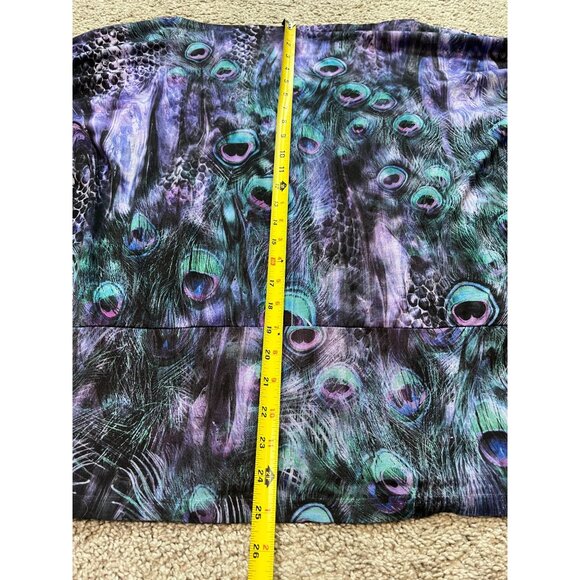 Vintage B.L.E.U. Peacock Patterned Dolman Sleeve Top Womens Size 2X Sparkle Boho - Picture 6 of 8